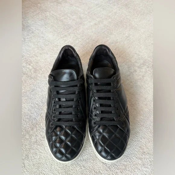 Burberry Quilted Leather Sneakers – Black with White Soles - Picture 2 of 7